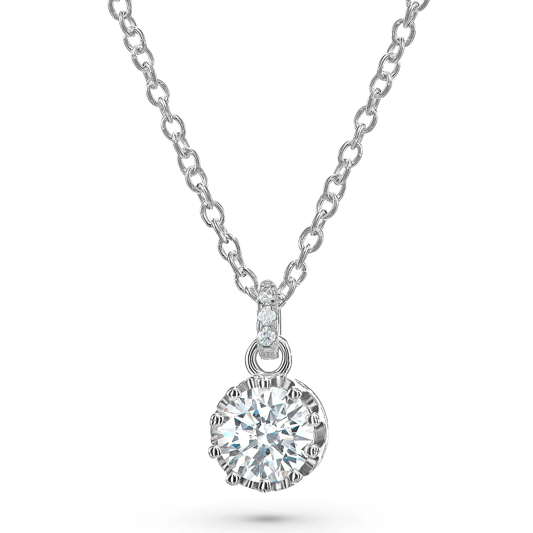 Beaverbrooks Silver Cubic Zirconia Crown Pendant