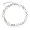 Beaverbrooks Silver Cubic Zirconia Freshwater Cultured Pearl Infinity Bracelet