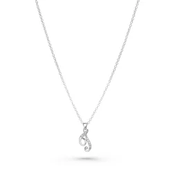 Beaverbrooks Silver Cubic Zirconia Initial T Pendant