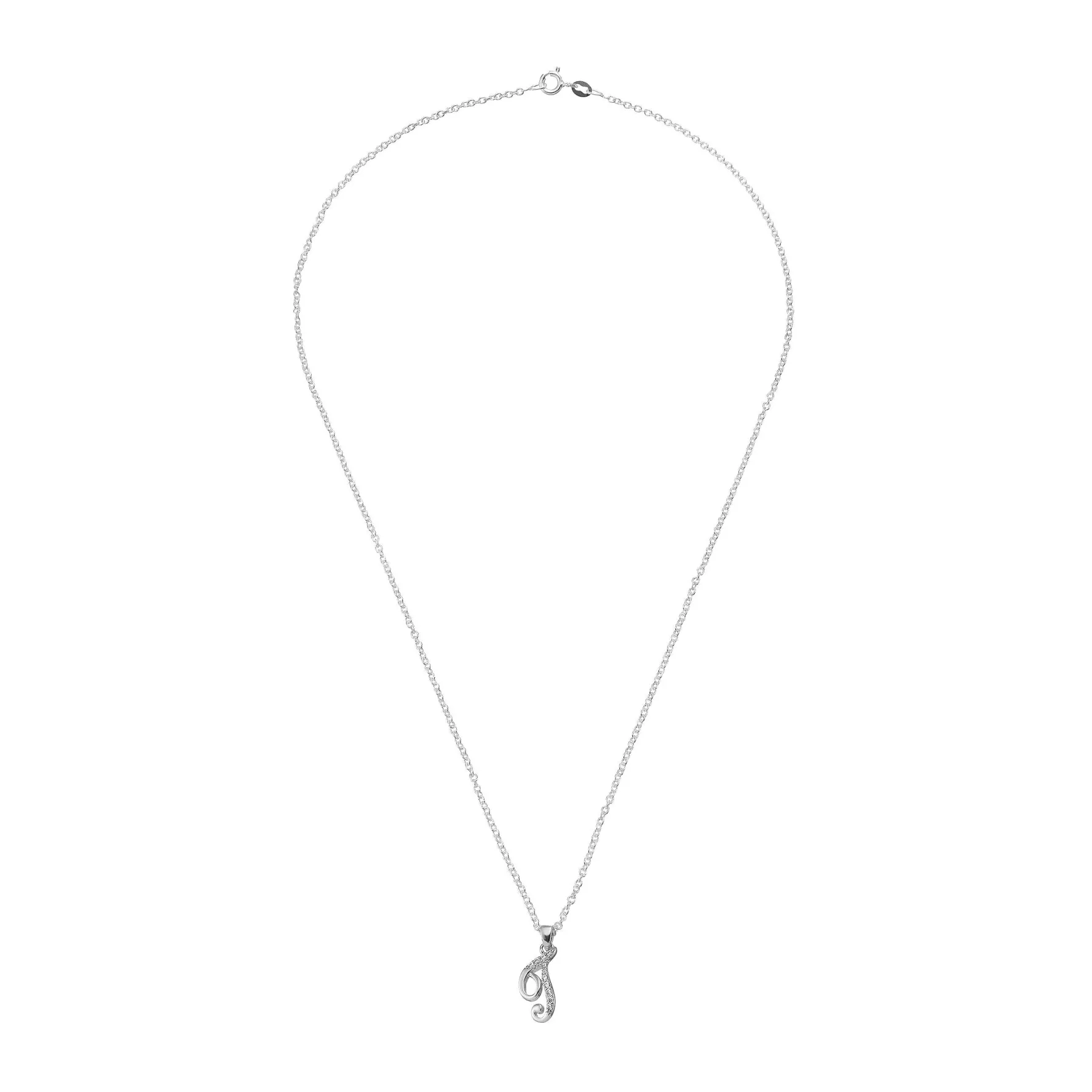 Beaverbrooks Silver Cubic Zirconia Initial T Pendant