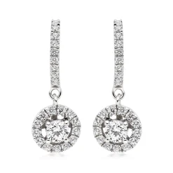 Beaverbrooks Silver Cubic Zirconia Halo Drop Earrings