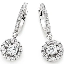 Beaverbrooks Silver Cubic Zirconia Halo Drop Earrings