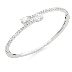 Beaverbrooks Silver Cubic Zirconia Pear Torque Bangle