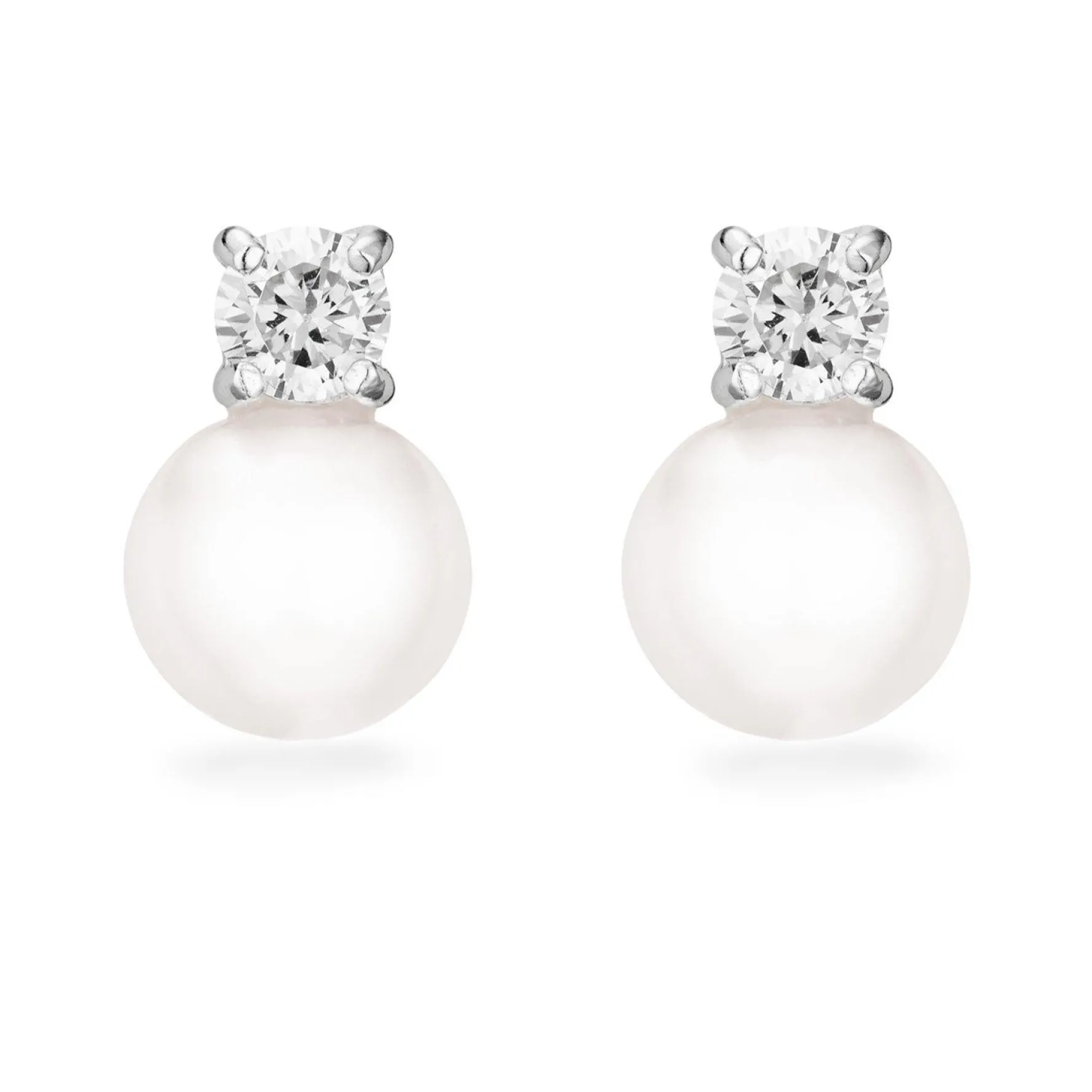 Beaverbrooks Silver Cubic Zirconia Pearl Drop Earrings