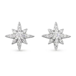 Beaverbrooks Silver Cubic Zirconia Star Stud Earrings