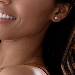Beaverbrooks Silver Cubic Zirconia Star Stud Earrings