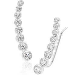 Beaverbrooks Silver Cubic Zirconia Climber Earrings