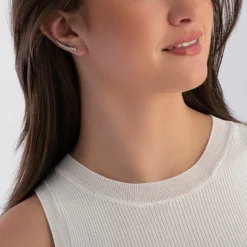 Beaverbrooks Silver Cubic Zirconia Climber Earrings