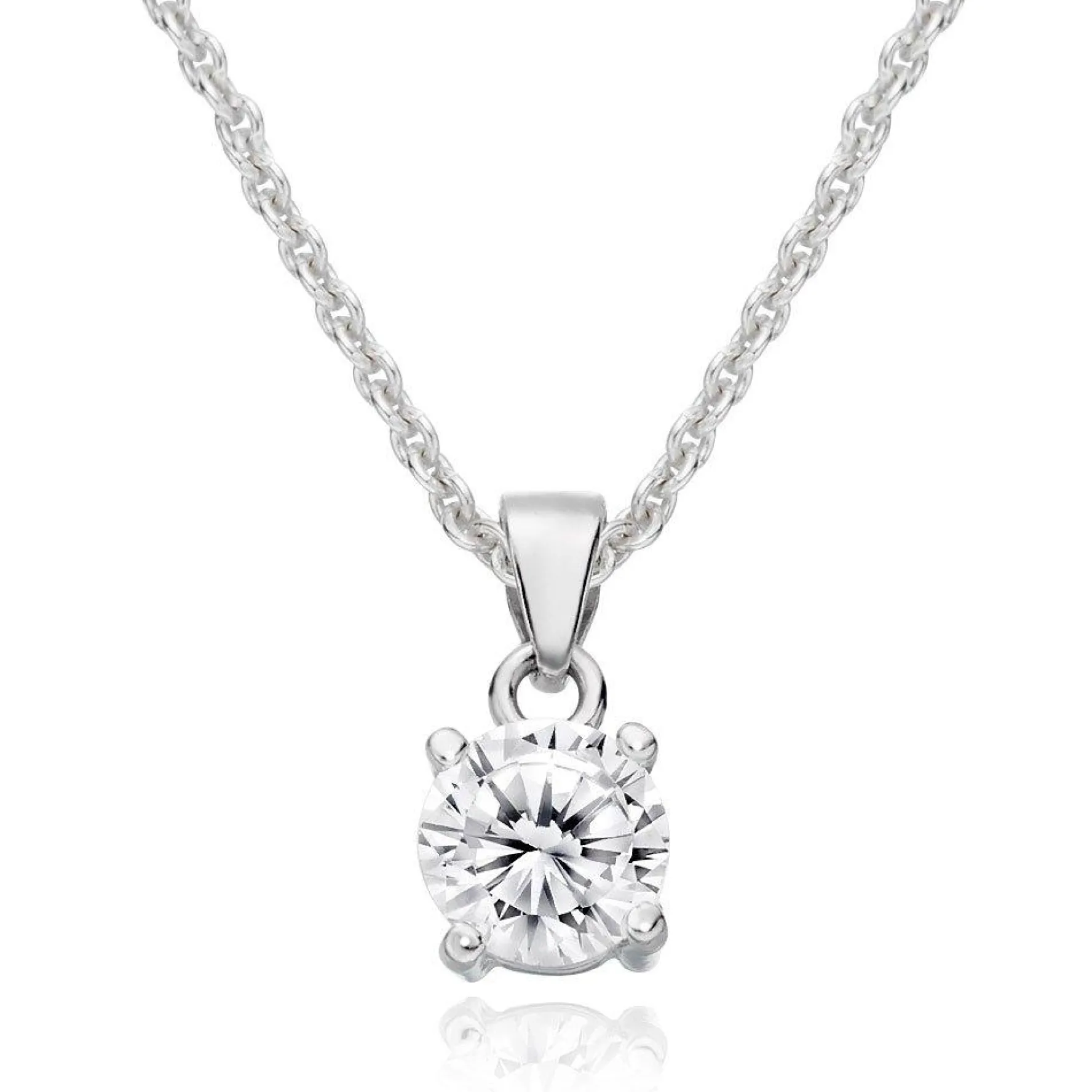 Beaverbrooks Silver Cubic Zirconia Claw Pendant