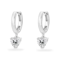 Beaverbrooks Silver Cubic Zirconia Heart Huggie Hoop Earrings