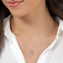 Beaverbrooks Silver Cubic Zirconia Initial K Pendant