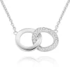 Beaverbrooks Silver Cubic Zirconia Double Circle Necklace
