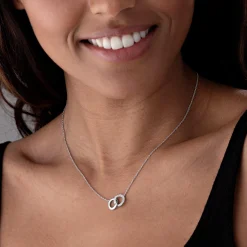 Beaverbrooks Silver Cubic Zirconia Double Circle Necklace