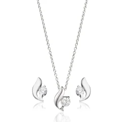 Beaverbrooks Silver Cubic Zirconia Pendant and Stud Earrings Set