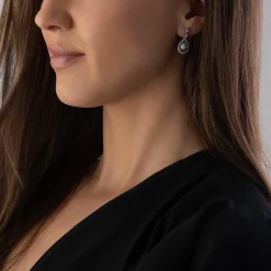 Beaverbrooks Silver Cubic Zirconia Freshwater Cultured Pearl Drop Earrings