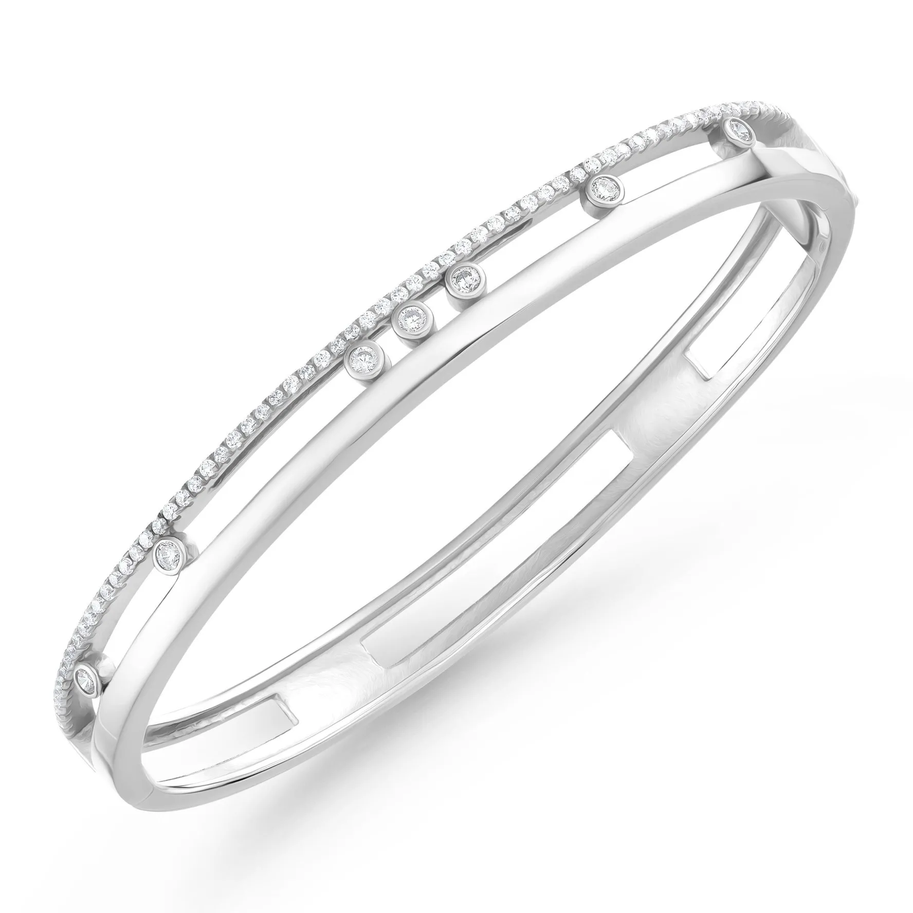 Beaverbrooks Silver Cubic Zirconia 6cm Glide Bangle