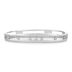 Beaverbrooks Silver Cubic Zirconia 6cm Glide Bangle