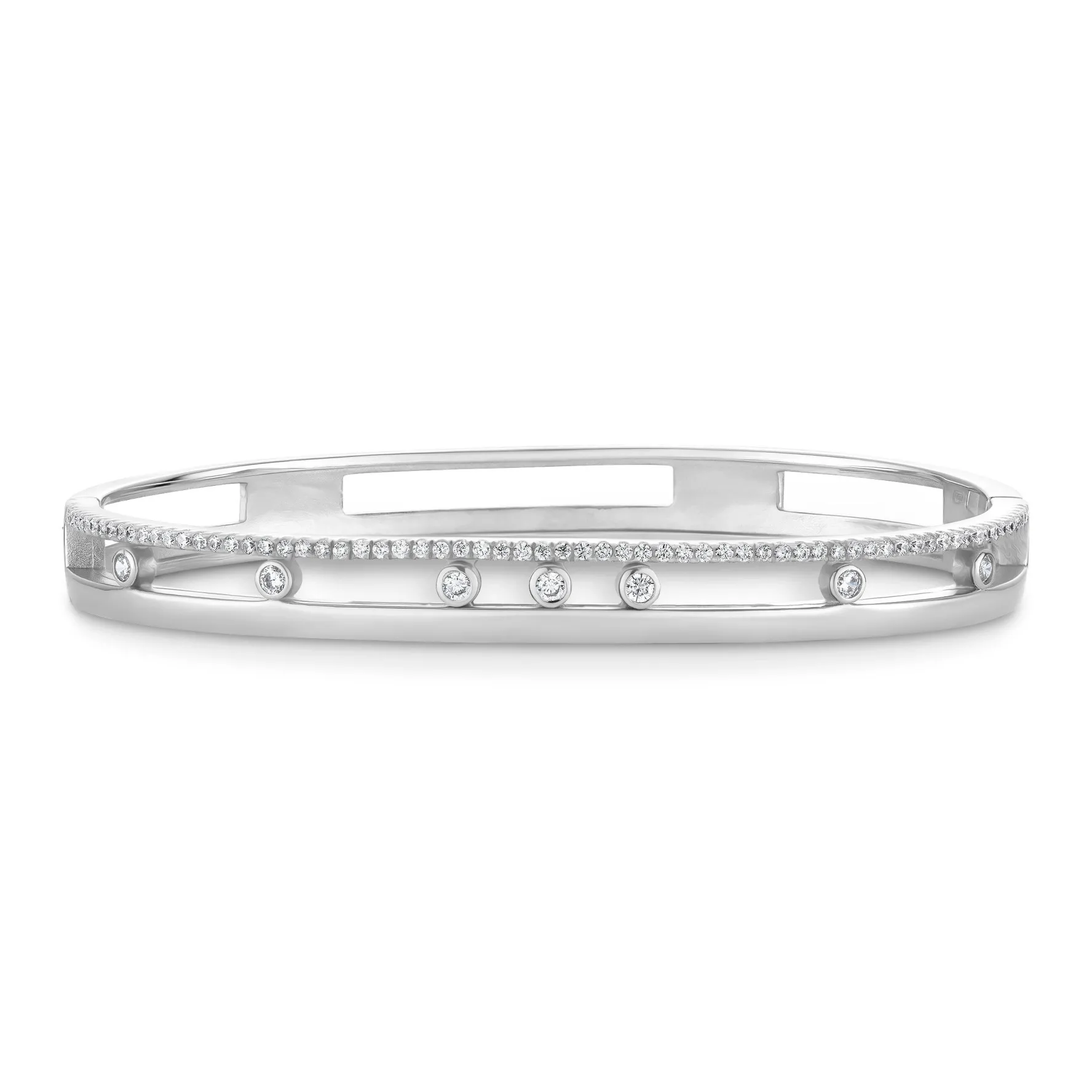 Beaverbrooks Silver Cubic Zirconia 6cm Glide Bangle