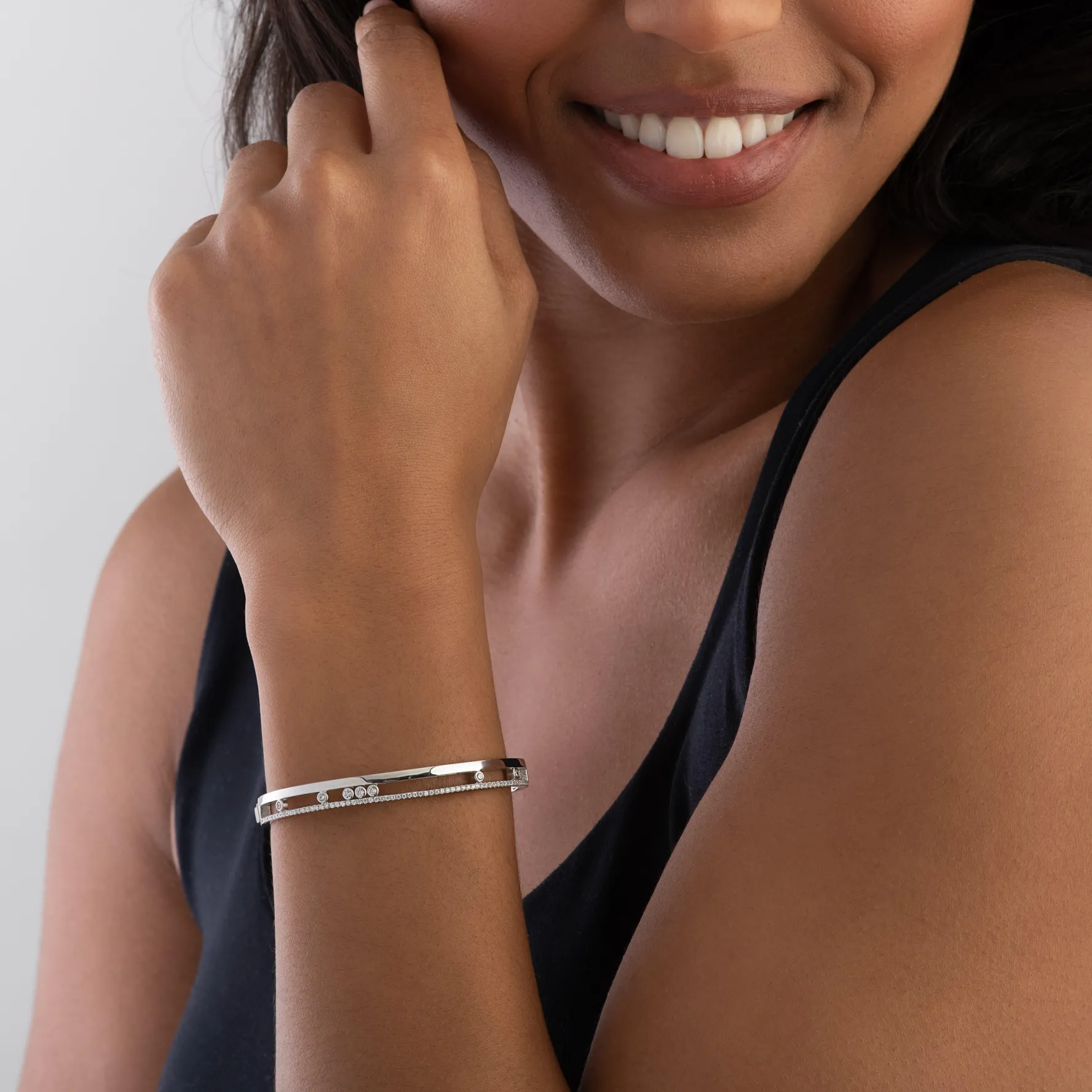 Beaverbrooks Silver Cubic Zirconia 6cm Glide Bangle