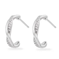 Beaverbrooks Silver Cubic Zirconia Twist Earrings