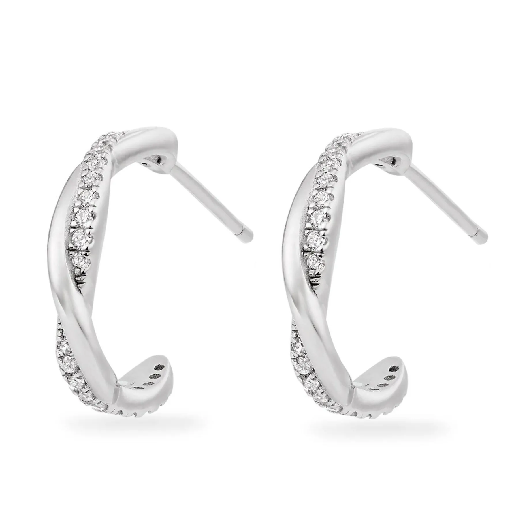 Beaverbrooks Silver Cubic Zirconia Twist Earrings
