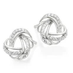 Beaverbrooks Silver Cubic Zirconia Knot Stud Earrings