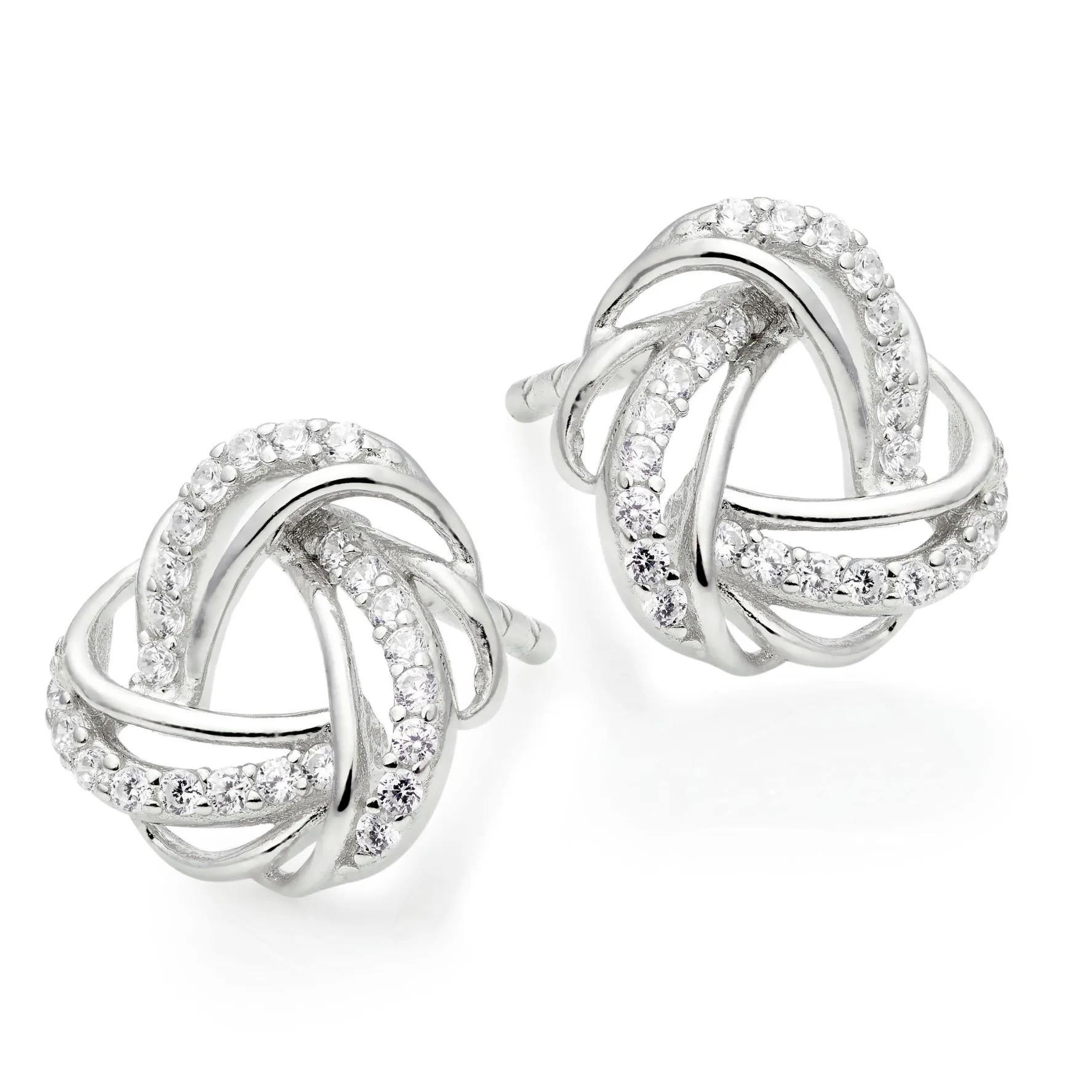 Beaverbrooks Silver Cubic Zirconia Knot Stud Earrings
