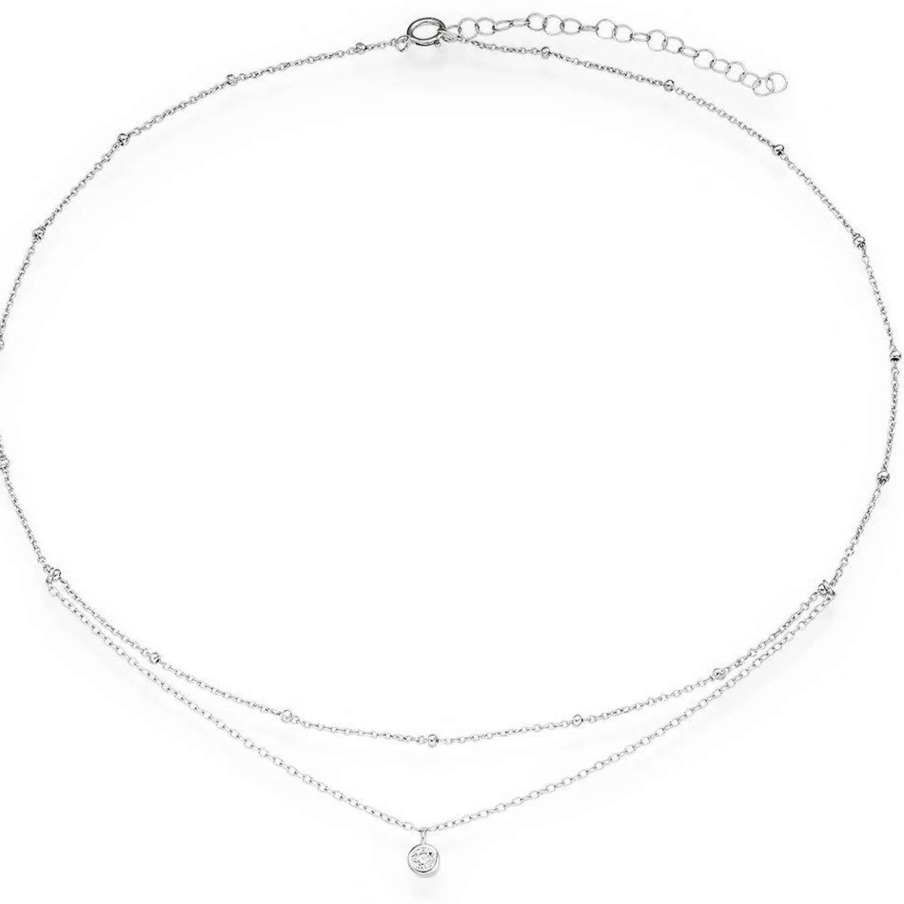 Beaverbrooks Silver Cubic Zirconia Choker Necklace