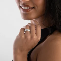 Beaverbrooks Silver Cubic Zirconia Triple Row Ring