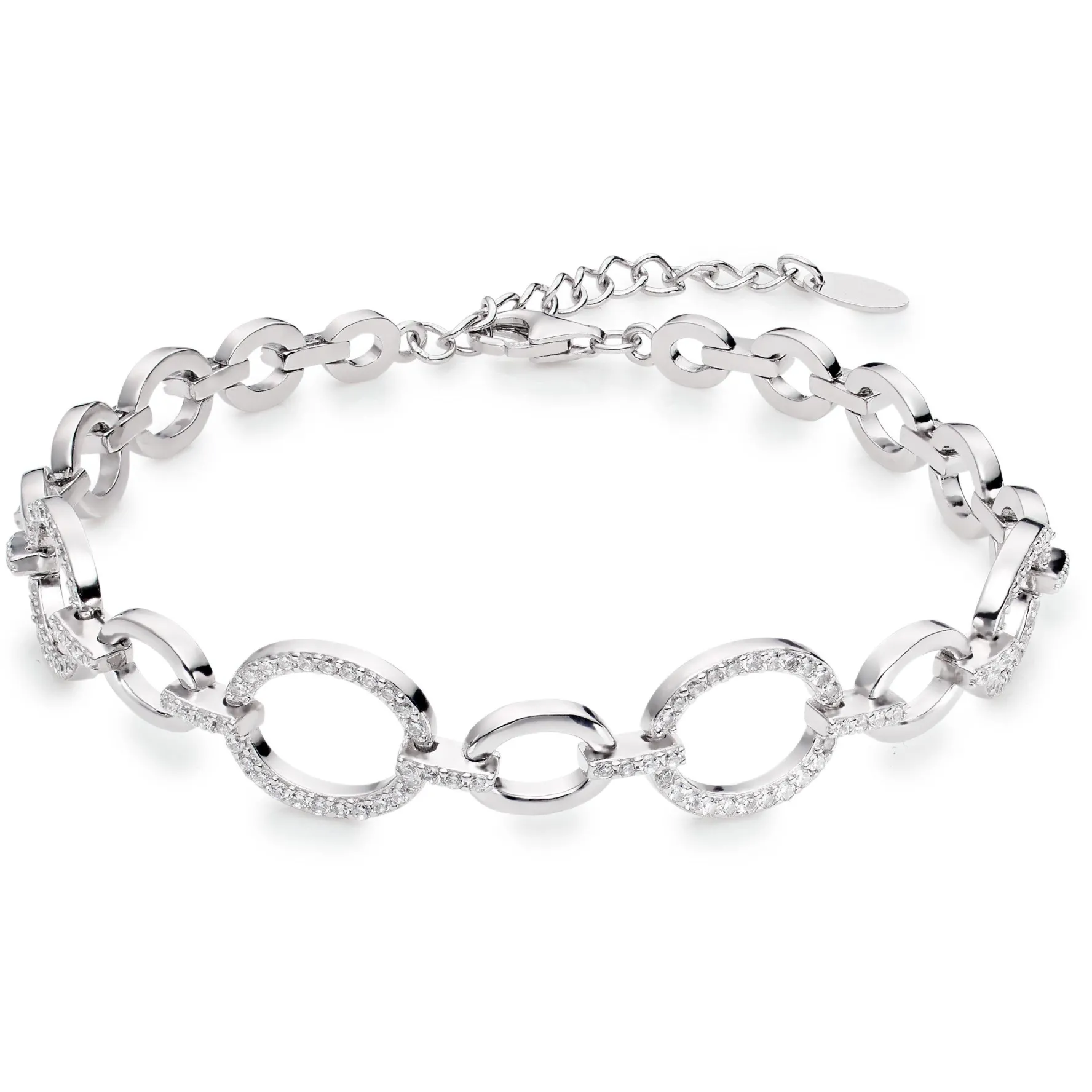 Beaverbrooks Silver Cubic Zirconia Circle Bracelet