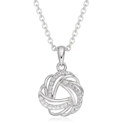 Beaverbrooks Silver Cubic Zirconia Knot Pendant