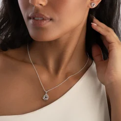 Beaverbrooks Silver Cubic Zirconia Knot Pendant