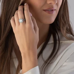 Beaverbrooks Silver Cubic Zirconia Cluster Ring