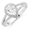 Beaverbrooks Silver Cubic Zirconia Pear Halo Ring