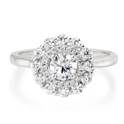 Beaverbrooks Silver Cubic Zirconia Double Halo Ring