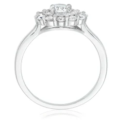Beaverbrooks Silver Cubic Zirconia Double Halo Ring