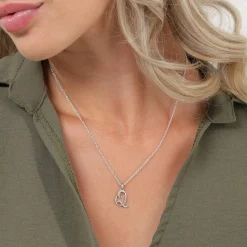 Beaverbrooks Silver Cubic Zirconia Initial Q Pendant