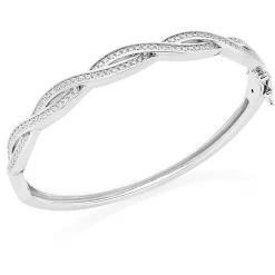 Beaverbrooks Silver Cubic Zirconia Twist Bangle