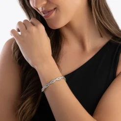 Beaverbrooks Silver Cubic Zirconia Twist Bangle
