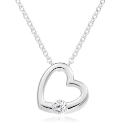 Beaverbrooks Silver Cubic Zirconia Heart Pendant