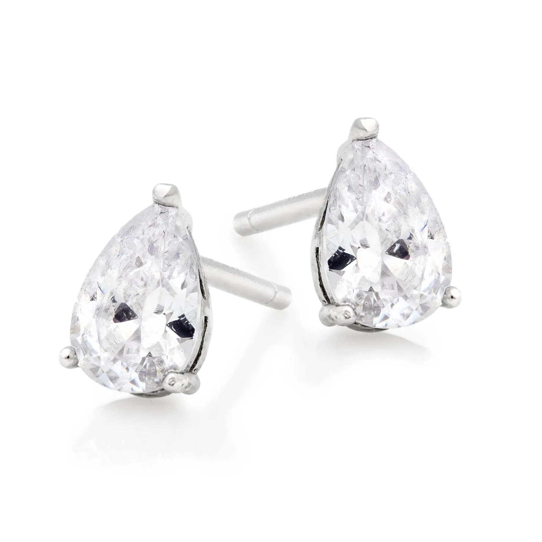 Beaverbrooks Silver Cubic Zirconia Pear Stud Earrings