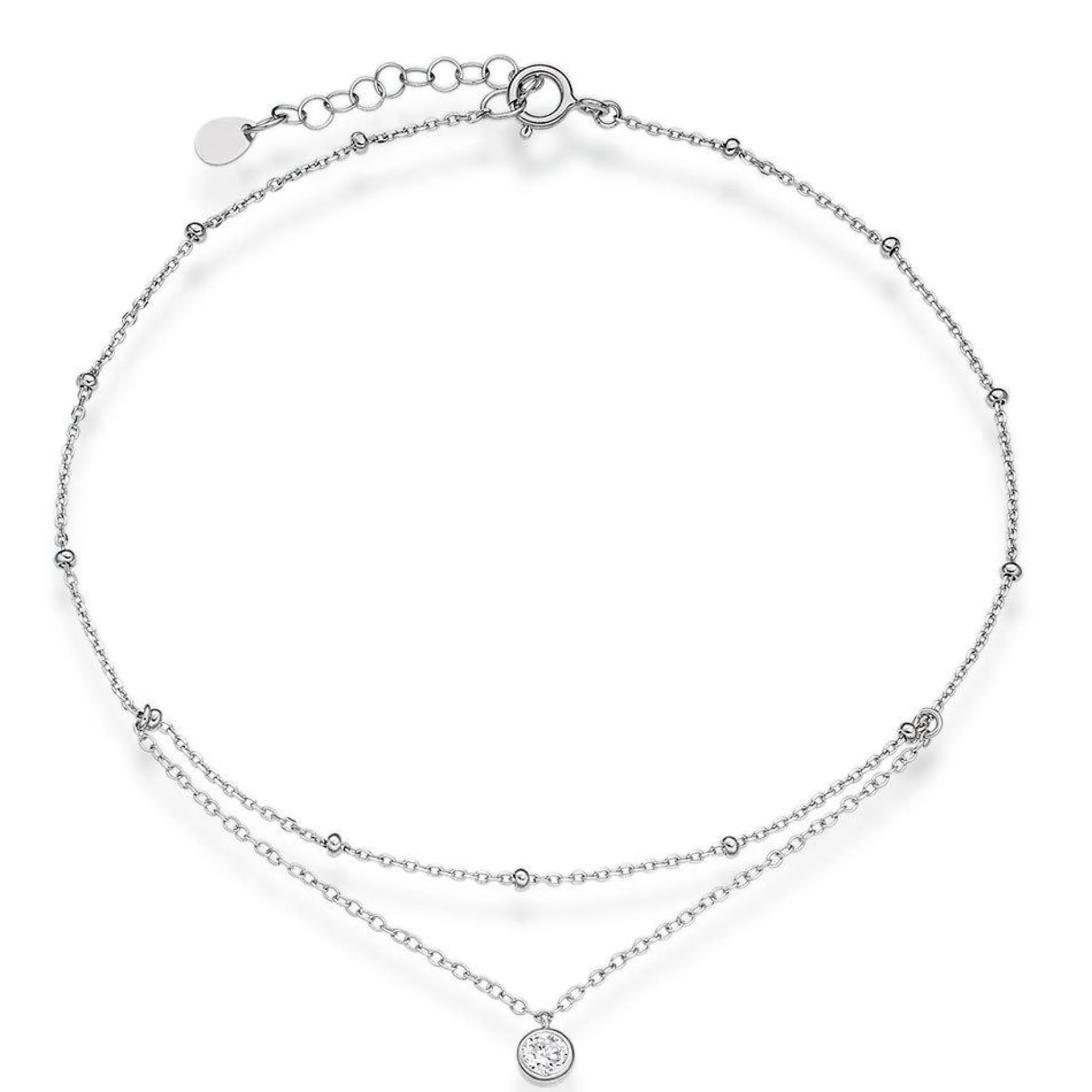 Beaverbrooks Silver Cubic Zirconia Anklet
