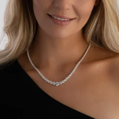 Beaverbrooks Silver Cubic Zirconia Necklace - 45cm