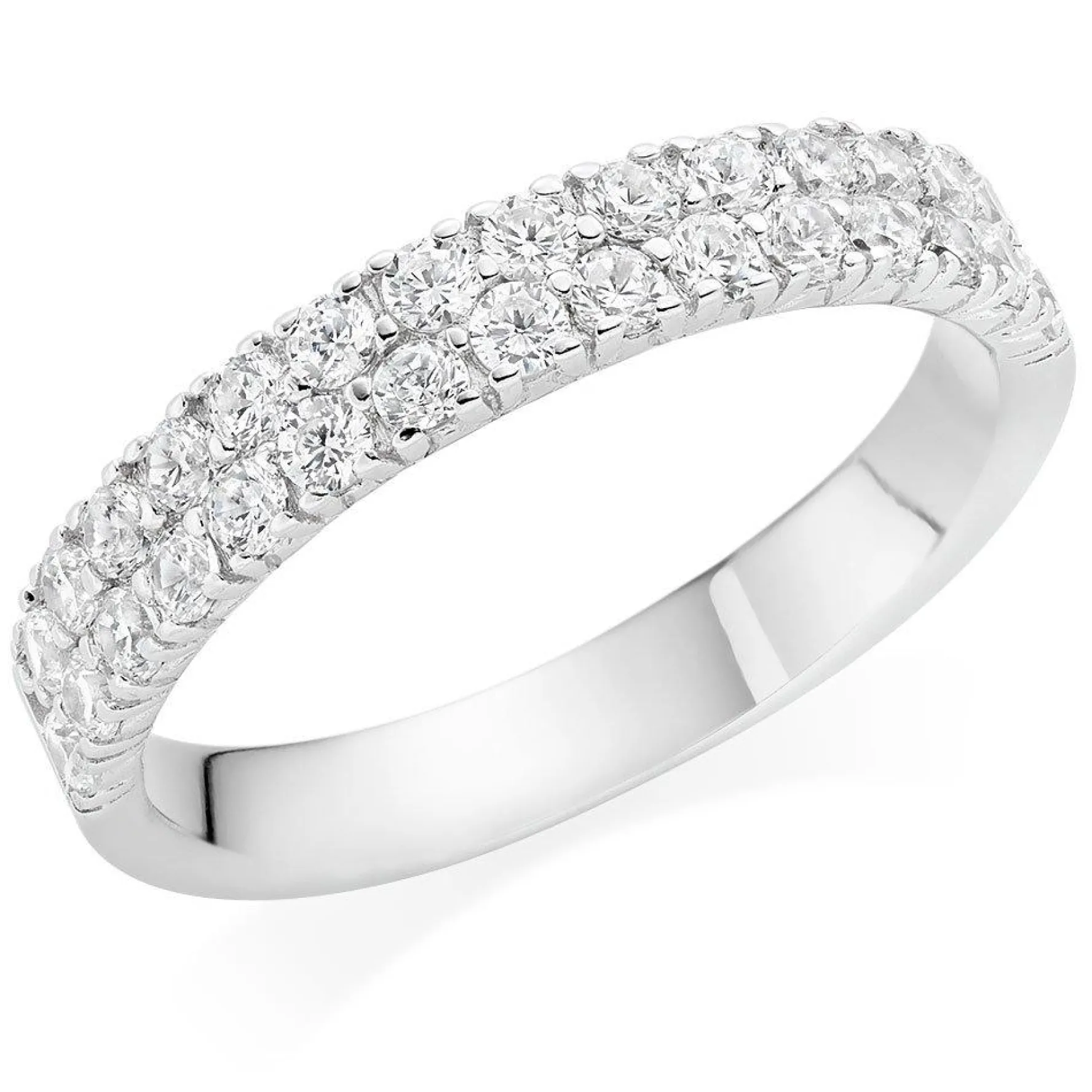 Beaverbrooks Silver Cubic Zirconia Two Row Ring