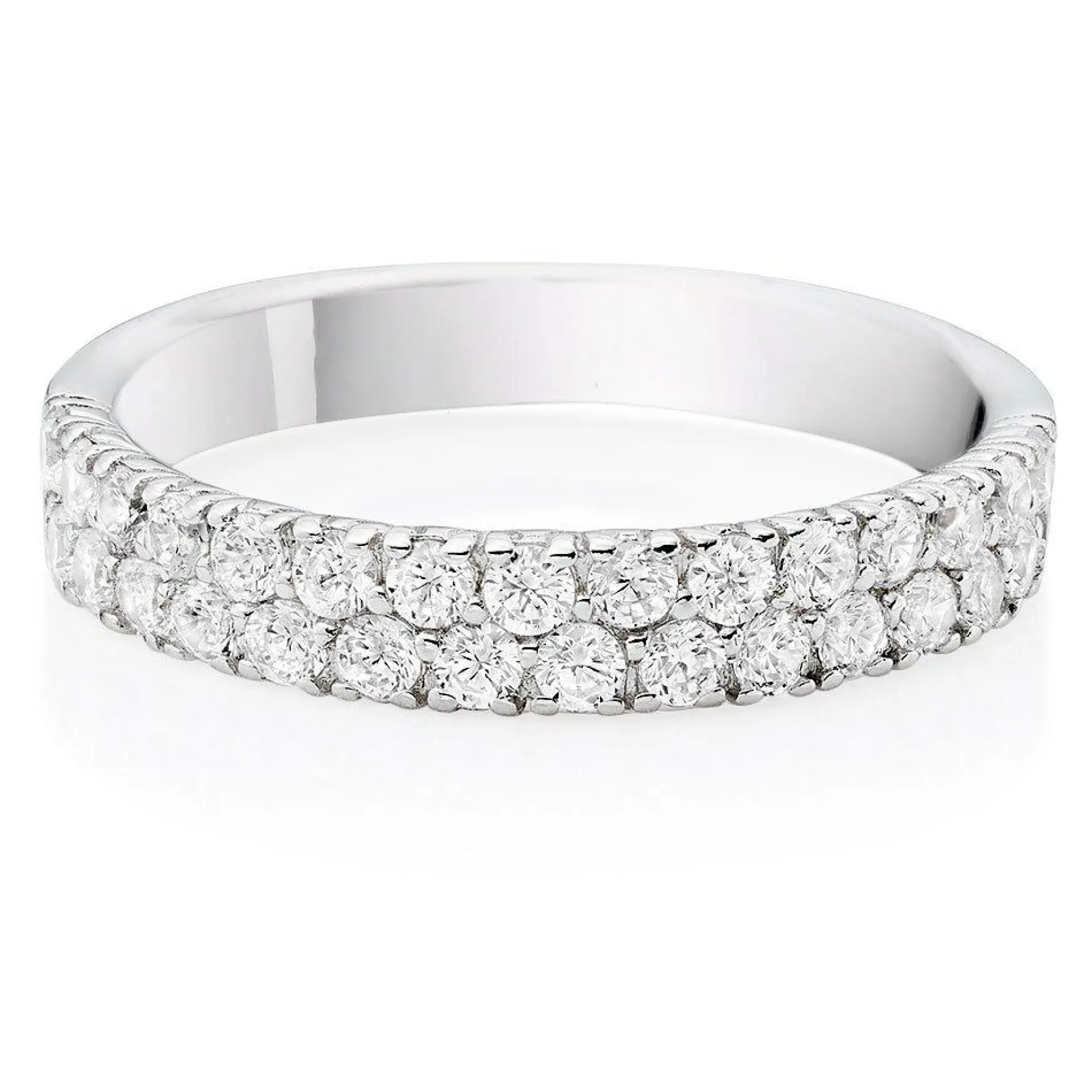 Beaverbrooks Silver Cubic Zirconia Two Row Ring