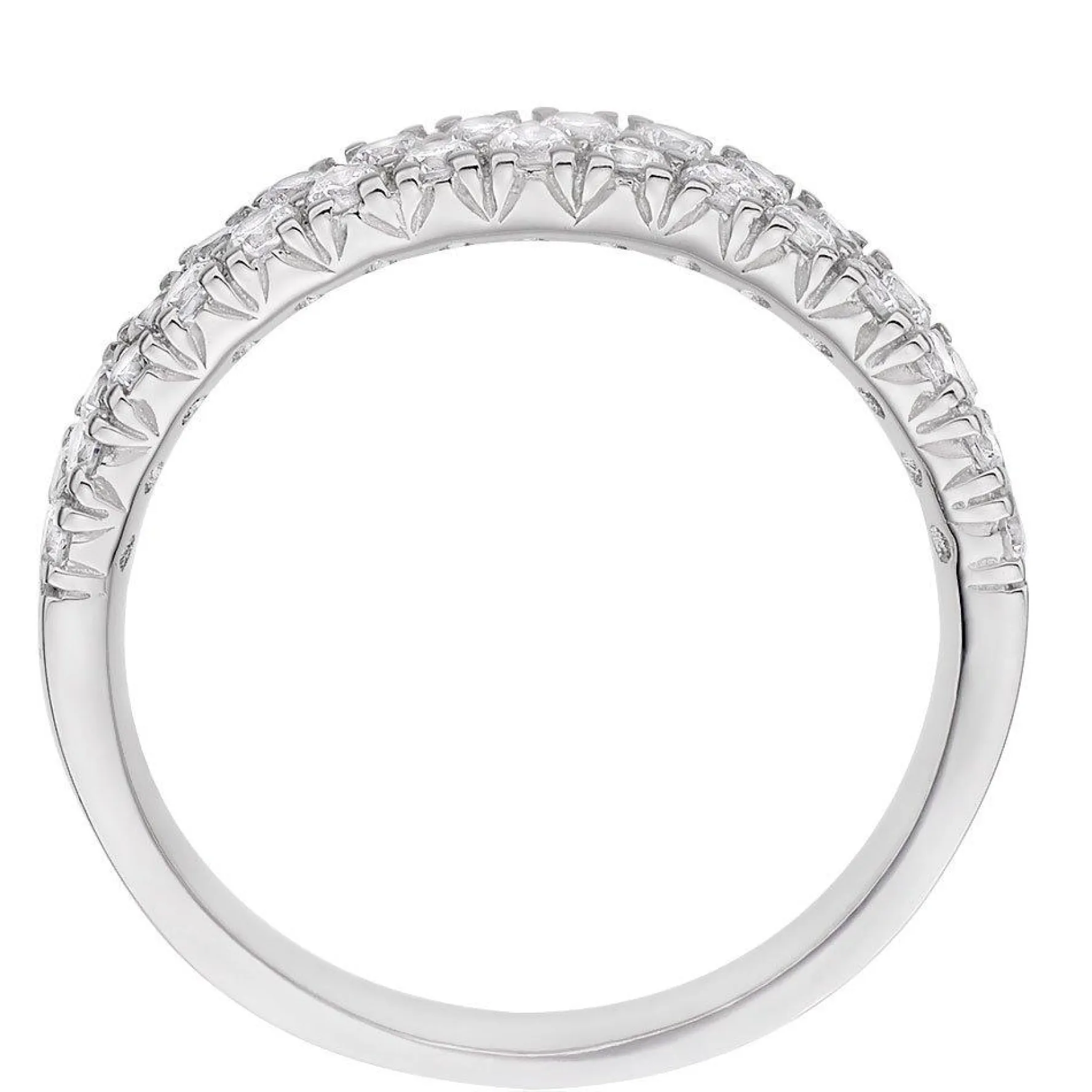 Beaverbrooks Silver Cubic Zirconia Two Row Ring
