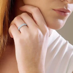 Beaverbrooks Silver Cubic Zirconia Two Row Ring
