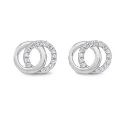 Beaverbrooks Silver Cubic Zirconia Double Circle Stud Earrings