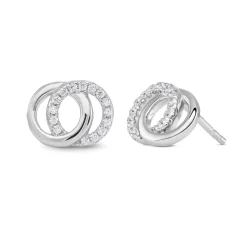 Beaverbrooks Silver Cubic Zirconia Double Circle Stud Earrings
