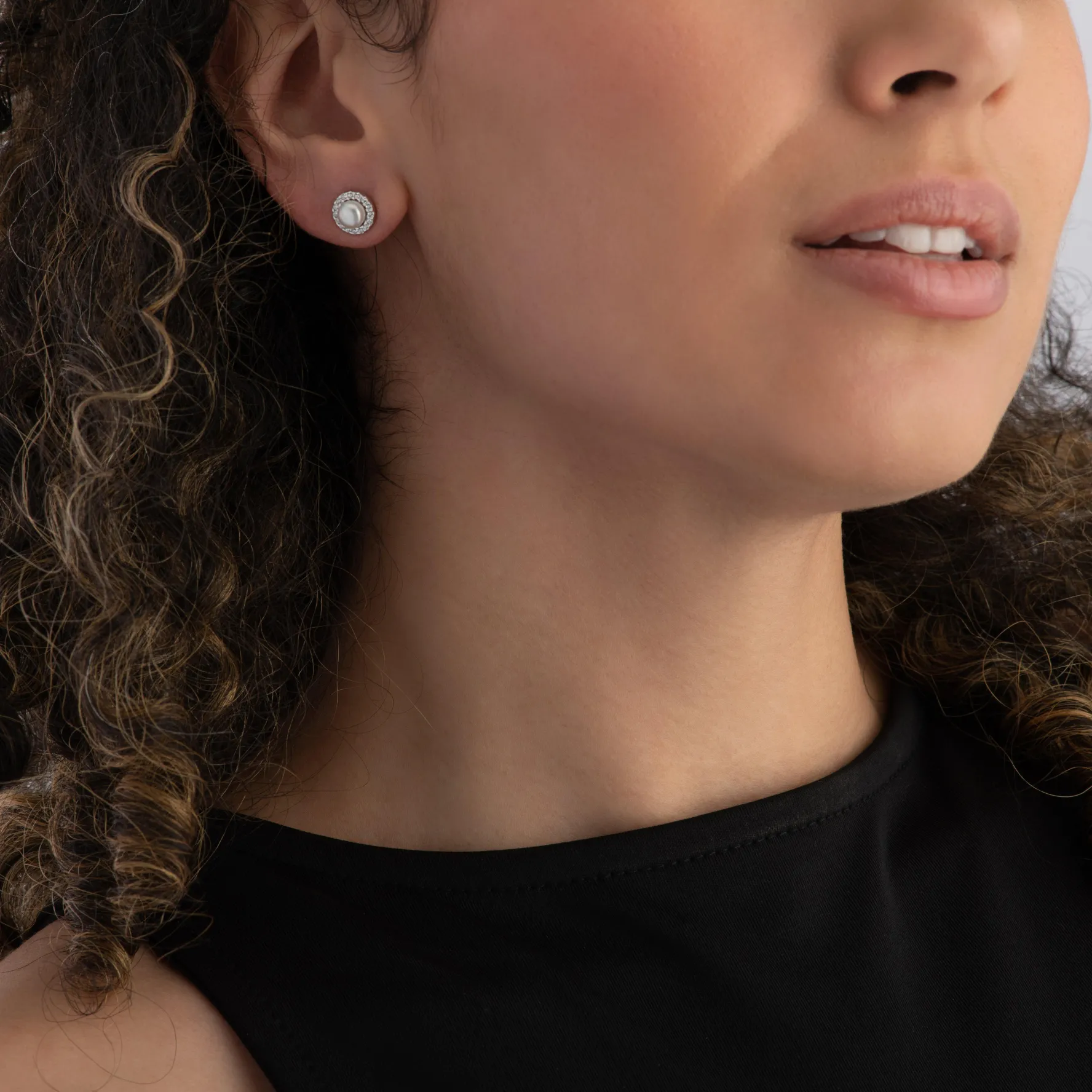 Beaverbrooks Silver Cubic Zirconia Freshwater Cultured Pearl Earrings